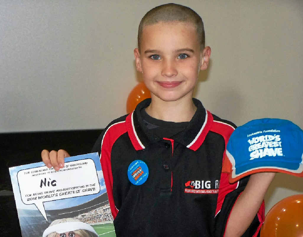TOP LITTLE RIGGER: Nic Coops drop his locks to help raise funds for the Leukaemia Foundation. TOP LITTLE RIGGER: Nic Coops drop his locks to help raise funds for the Leukaemia Foundation.